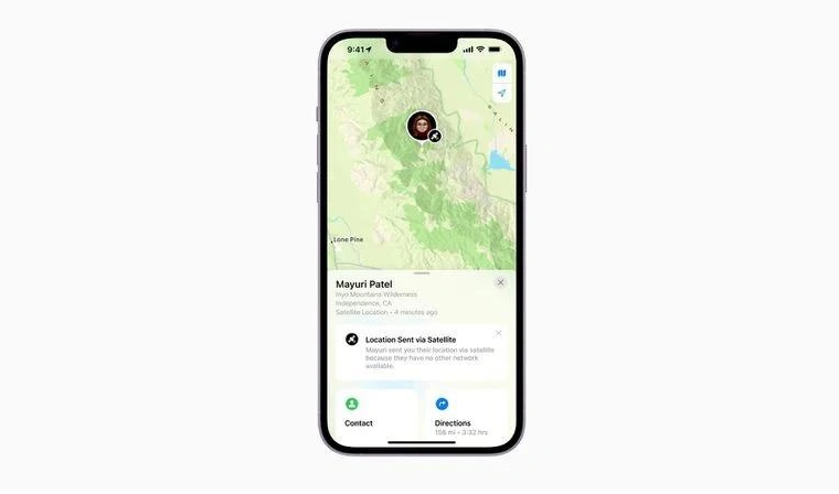 矿区苹果14维修分享iPhone14系列中 FindMy功能通过卫星分享位置方法教程 