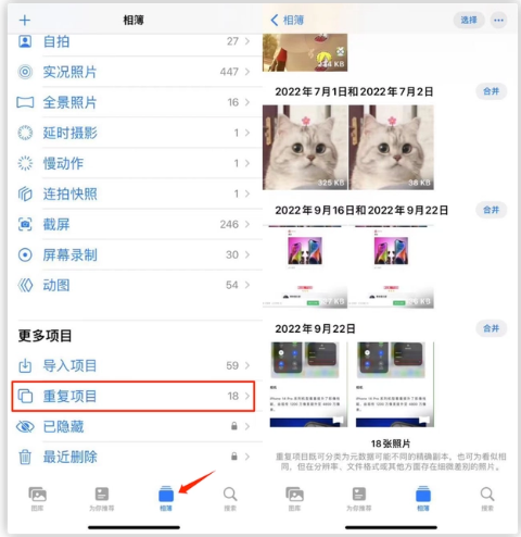 矿区苹果手机维修分享iOS 16 中相册重复项目功能使用方法 