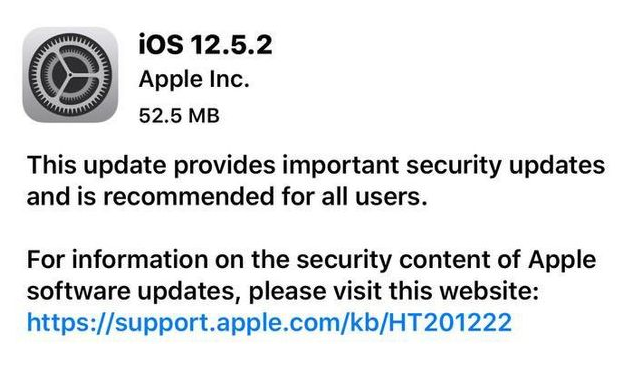 矿区苹果手机维修分享iOS12.5.2发布，建议所有老苹果用户安装 